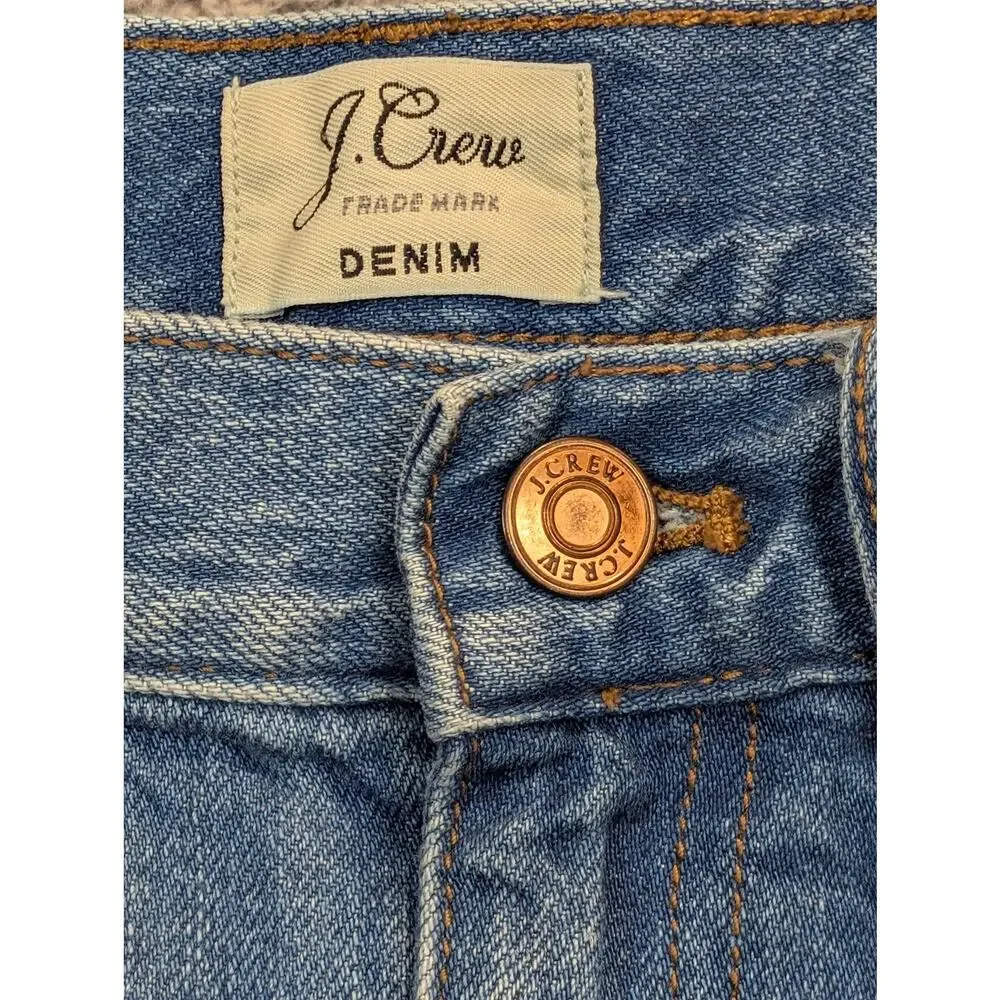 J. Crew Jean Skirt Women's Size 27 Medium Wash Raw Edge Hem(0616)